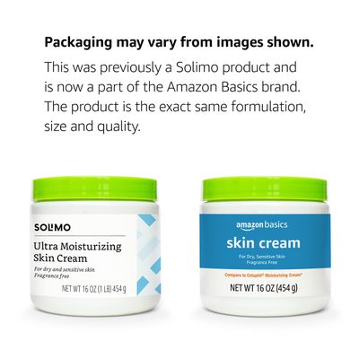 Amazon Basics Ultra Moisturizing Skin Cream for Dry &amp; Sensitive Skin, Dermatologist Tested, Fragrance Free, 16 Ounce, 1 Pound (Pack of 1) (Previously Solimo)