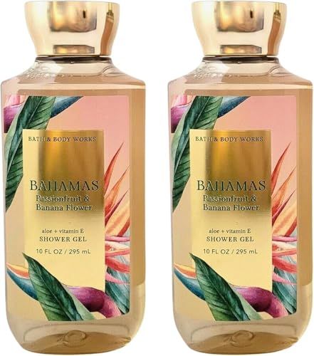 Bath and Body Works Bahamas Passionfruit &amp; Banana Flower Shower Gel Gift Sets For Women 10 Oz 2 Pack (Bahamas Passionfruit &amp; Banana Flower)