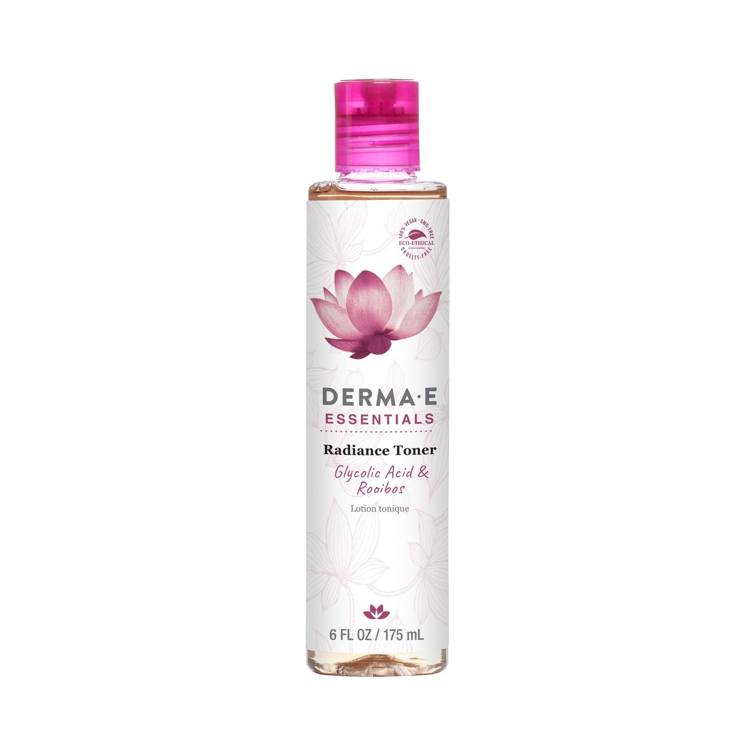 DERMA E Radiance Toner, Soothing Facial Toner with Glycolic Acid and Rooibos, 6 Oz, Daily Exfoliating Toner for Youthful &amp; Radiant Glow, Nourishing &amp; Hydrating Toner for Men and Women
