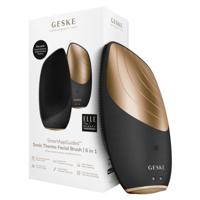 GESKE SmartAppGuided Sonic Thermo Facial Brush | 6 in 1 | Skin Cleansing | Cleansing Brush with Thermal Function | Facial Massager | Electric Facial Brush | Facial Cleansing Device