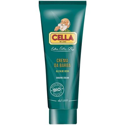 CELLA MILANO, Organic Aloe Vera Shave Cream/Soap, For use with a Shaving Brush, Generates a Rich, Thick and Protective Lather, No Shave Bowl Needed, Made in Italy