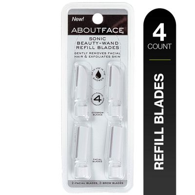 About Face Sonic Beauty-Wand Refill Blades for Exfoliating, 4 Pack  Includes 2 Facial Blades &amp; 2 Brow Blades
