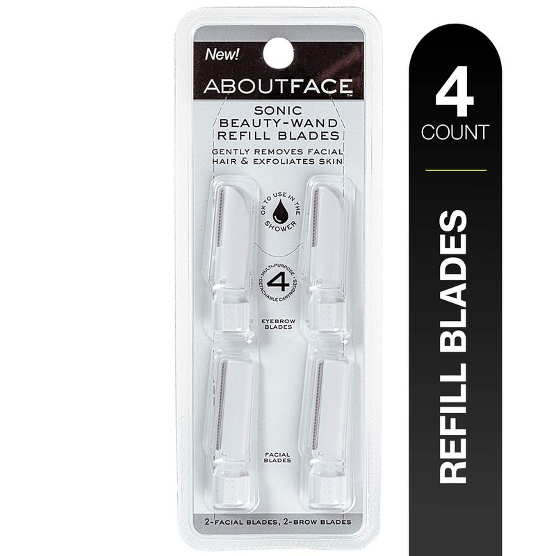 About Face Sonic Beauty-Wand Refill Blades for Exfoliating, 4 Pack  Includes 2 Facial Blades &amp; 2 Brow Blades