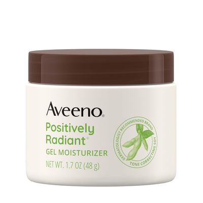 Aveeno Positively Radiant Daily Gel Facial Moisturizer with Hyaluronic Acid &amp; Tone-Correcting Soy, Hydrating &amp; Brightening Gel Face Cream Evens Skin Tone &amp; Texture, Hypoallergenic, 1.7 oz