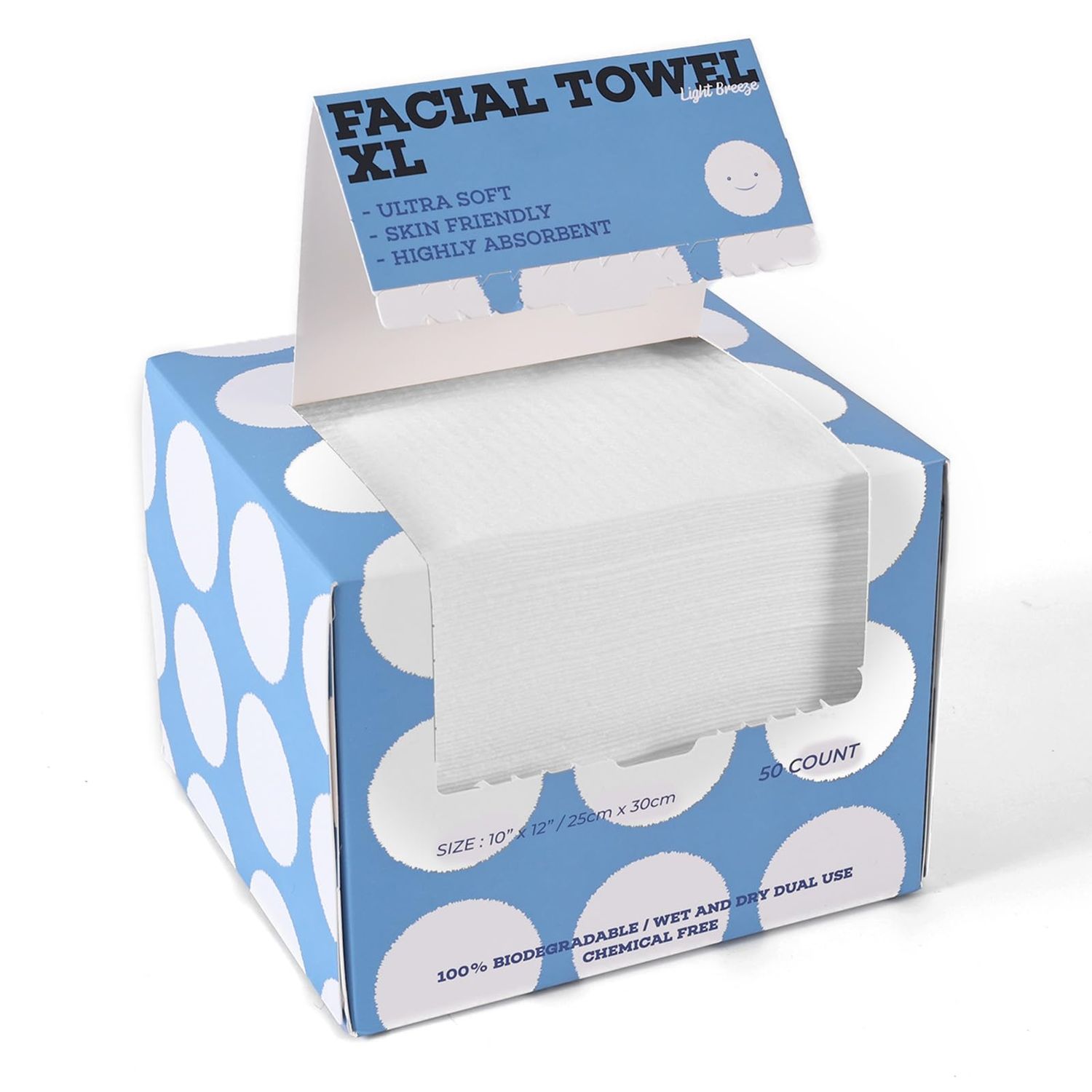 Disposable Face Towels, Large Clean Towels, 10&quot;12&quot; LightBreeze Face Towelettes XL, Washcloths, Daily Facial Washcloth Super Soft &amp; Thick for Sensitive Skin, Makeup Remover Dry Wipes, Nursing,Travel