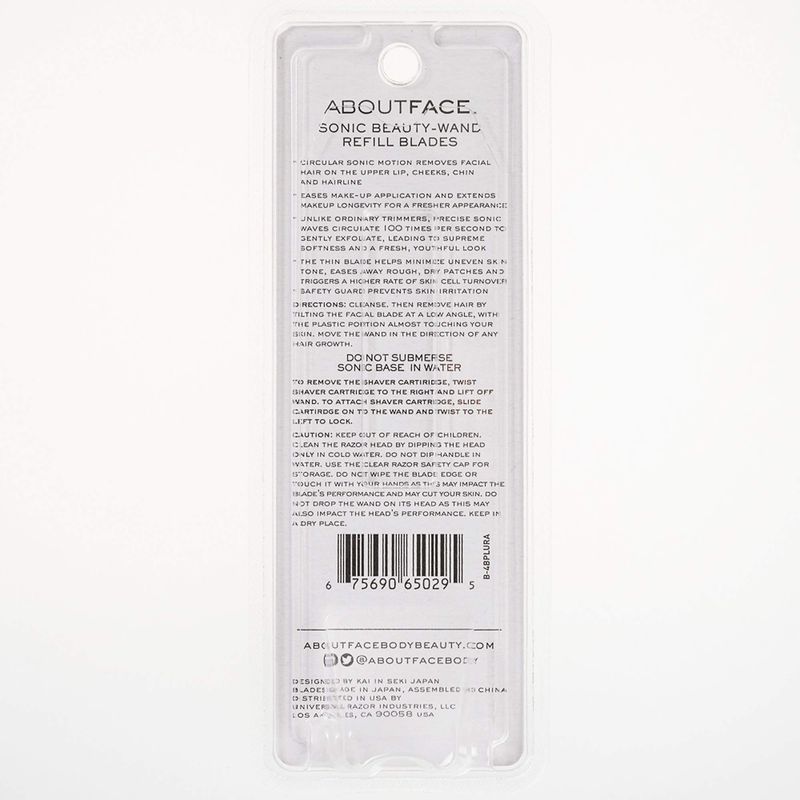 About Face Sonic Beauty-Wand Refill Blades for Exfoliating, 4 Pack  Includes 2 Facial Blades &amp; 2 Brow Blades