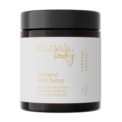 Buttah Skin by Dorion Renaud Whipped Body Butter 4oz - 100% All Natural &amp; Organic (Hard in Jar) Pure Whipped Virgin Raw African Shea Butter - Moisturizer for Melanin Rich Skin - Black Owned Skincare