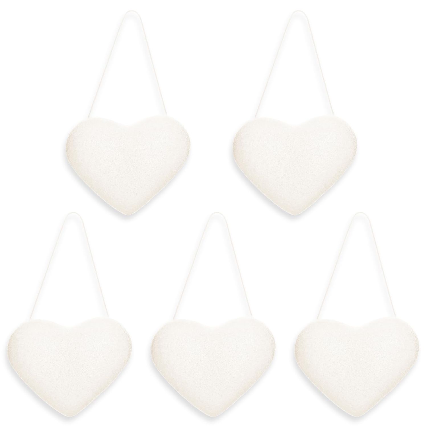 COMNICO Face Sponges for Cleansing, 5Pcs Facial Sponges Eco Friendly Heart Shape Bath Sponge Gentle Exfoliating Pads Facial Sponges for Washing Face Makeup Removal Home Travel
