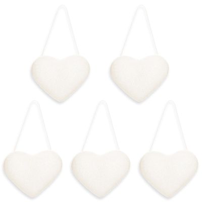 COMNICO Face Sponges for Cleansing, 5Pcs Facial Sponges Eco Friendly Heart Shape Bath Sponge Gentle Exfoliating Pads Facial Sponges for Washing Face Makeup Removal Home Travel