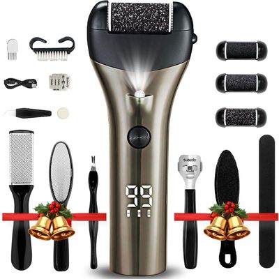 18 In1 Pedicure Kit Set,Electric Foot Callus Remover,Rechargeable Electronic Foot File- Ideal Gift, Professional Pedicure Tools, Waterproof Foot Scrubber, Pedicure Kit Feet Care for Dead Skin,Gunmetal