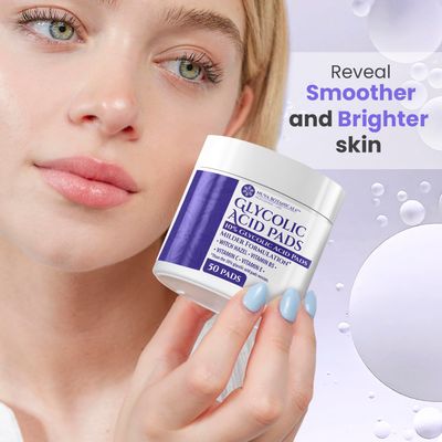 10% Glycolic Acid Pads (50 Pads) - Exfoliating Pads for Face Chemical Peel for Face at Home - Glycolic Acid Peel Exfoliating Face Pads - Acne Pads Facial Peel Face Exfoliating Pads with Vitamin C