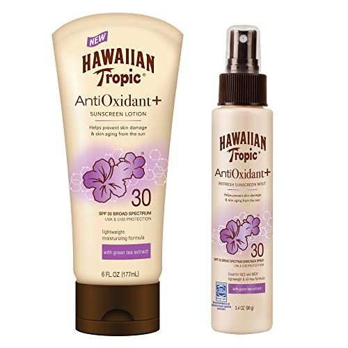Hawaiian Tropic SPF 30 Broad Spectrum Sunscreen, AntiOxidant Sunscreen Pack with 6oz Sunscreen Lotion and 3.4oz Sunscreen Mist