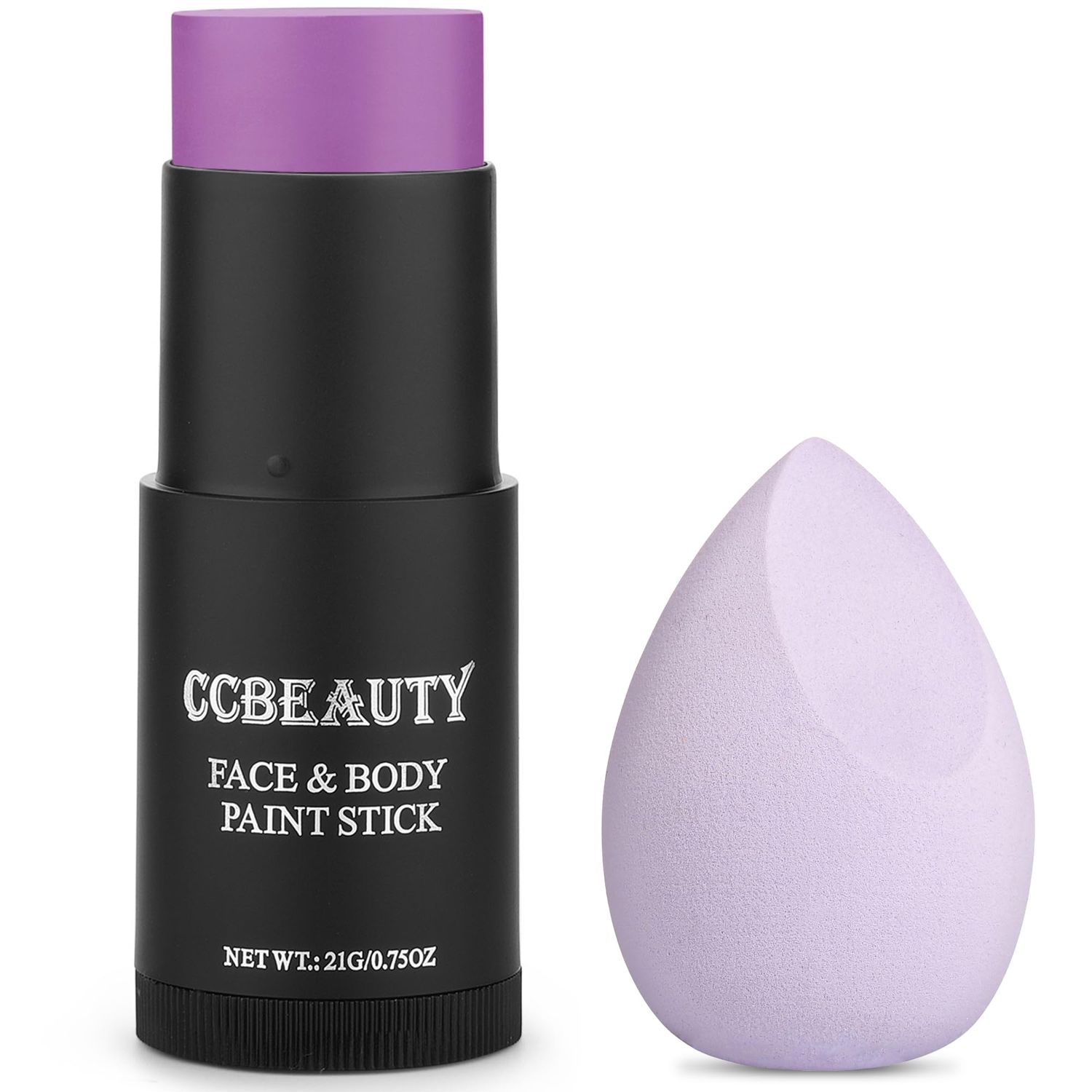 CCbeauty Purple Face Paint Stick,Face Painting Kit,Non Toxic SFX Makeup For Ursula Widowmaker Halloween Costume Cosplay,Professional FX Body Paint,Full Coverage Painting Foundation With Makeup Sponge