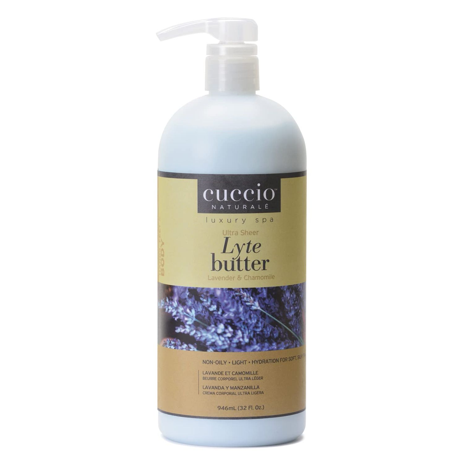 Cuccio Naturale Lyte Ultra-Sheer Body Butter - Replenishing Scented Moisturizer Cream - Deep Hydration To Repair Dry Skin - All Natural, Cruelty-Free Formula - Lavender And Chamomile - 32 Oz