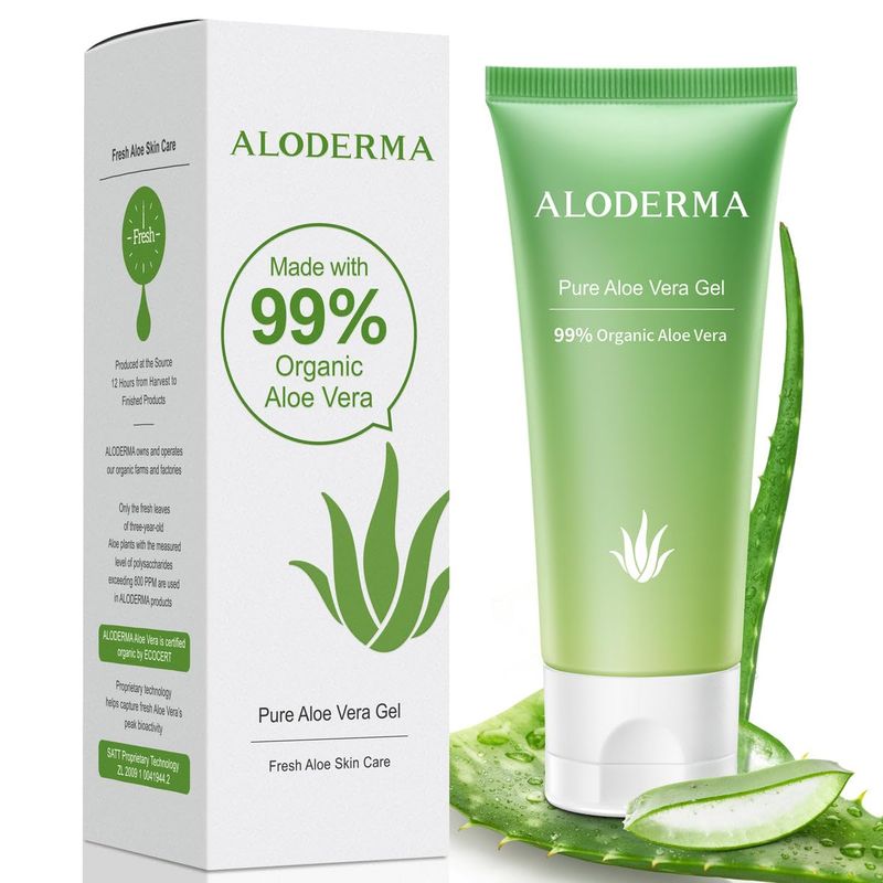 Aloderma 99% Organic Aloe Vera Gel for Face Made within 12 Hours of Harvest - Natural Hydrating Pure Aloe Vera Gel for Soothing Skincare - Moisturizing Aloe Gel for Skin, Face, &amp; Sensitive Skin, 4oz