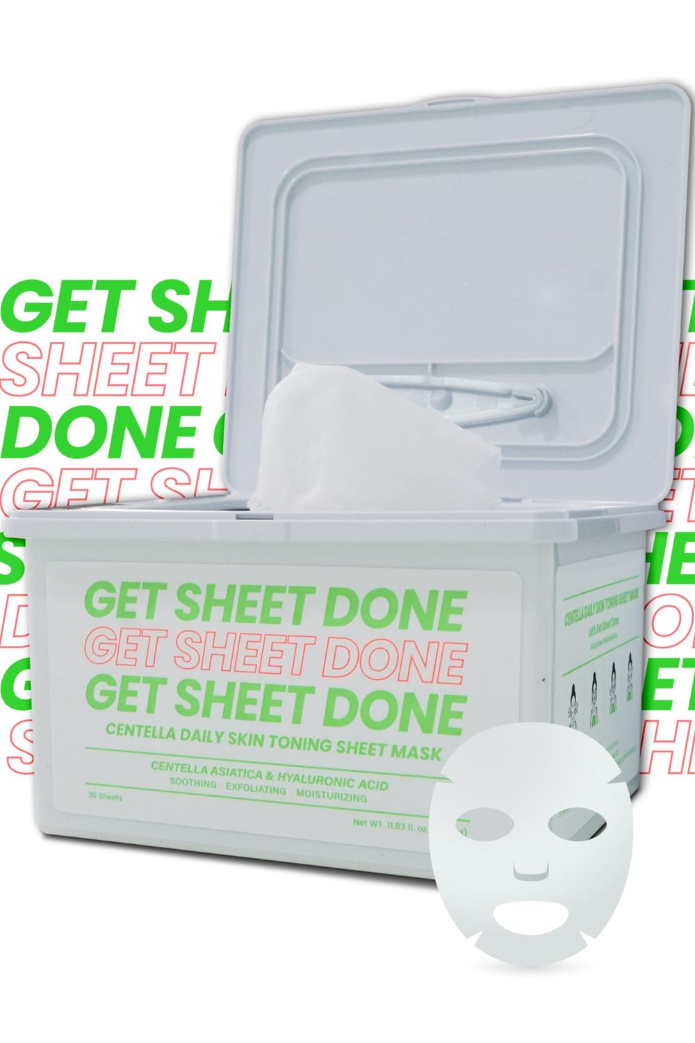 Get Sheet Done Skin Toning Hydrating Face Masks | Easy Pull-Out Korean Sheet Masks with Amino Acids | Moisturizing &amp; Revitalizing Beauty Face Mask Korean Skin Care (30 sheets, 12.34 oz)