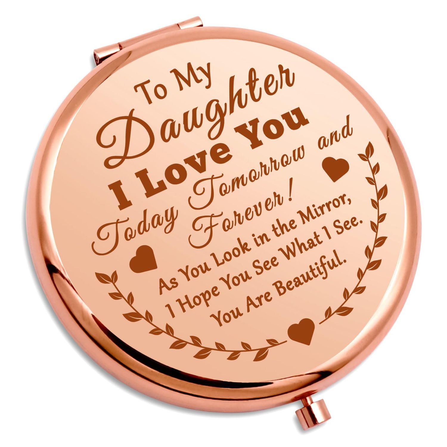 Daughter Inspirational Gifts Compact Makeup Mirror Daughter Wedding Gift from Mom Personal Makeup Mirror Birthday Gift for Daughter Step Daughter Christmas Graduation Gift for Daughter in Law Gifts