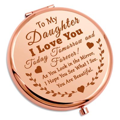 Daughter Inspirational Gifts Compact Makeup Mirror Daughter Wedding Gift from Mom Personal Makeup Mirror Birthday Gift for Daughter Step Daughter Christmas Graduation Gift for Daughter in Law Gifts