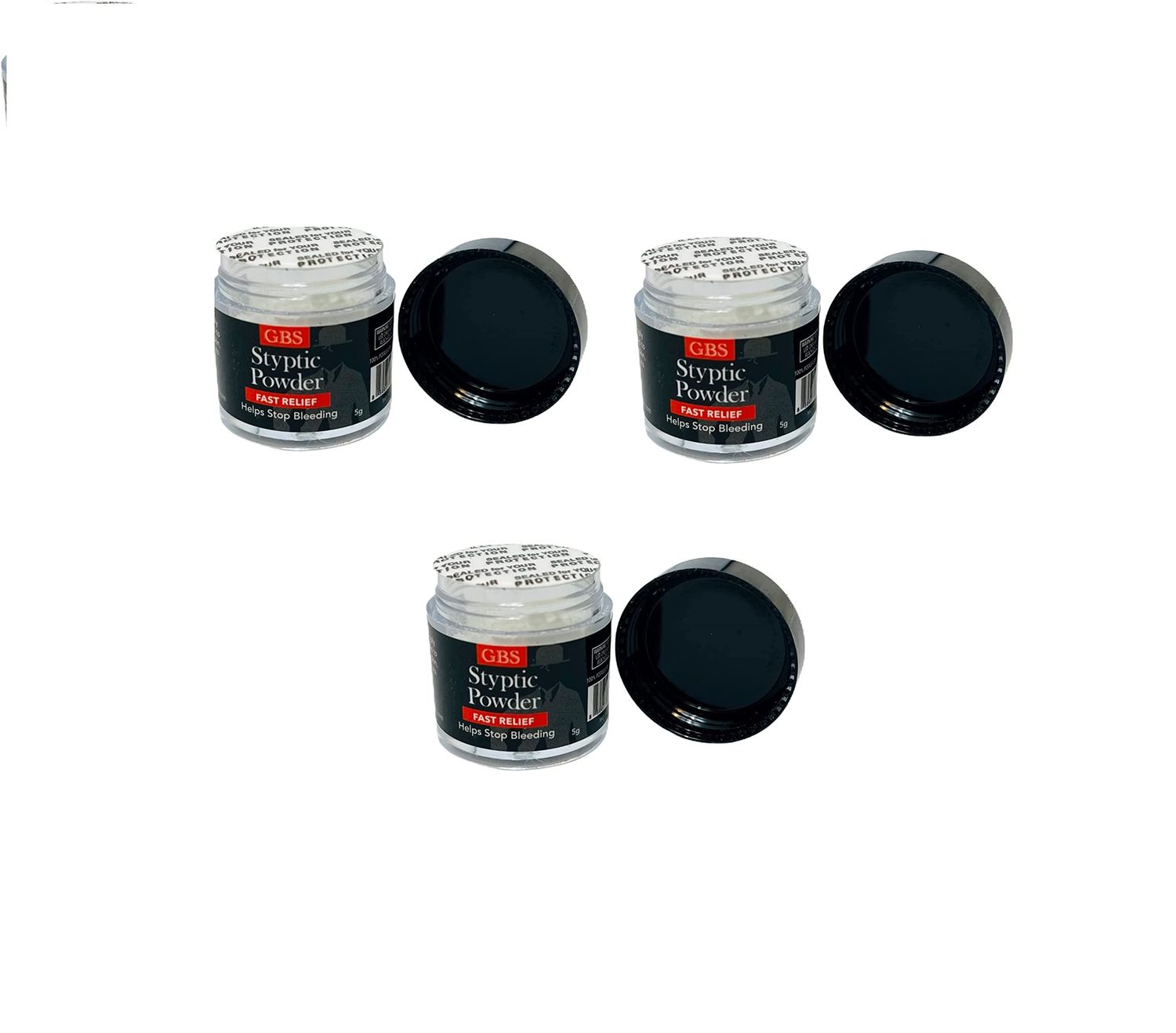 G.B.S Styptic Powder Jars for Shaving Nicks, Razor Cuts, Canker Sore, Pack of 3 (5gm Each)