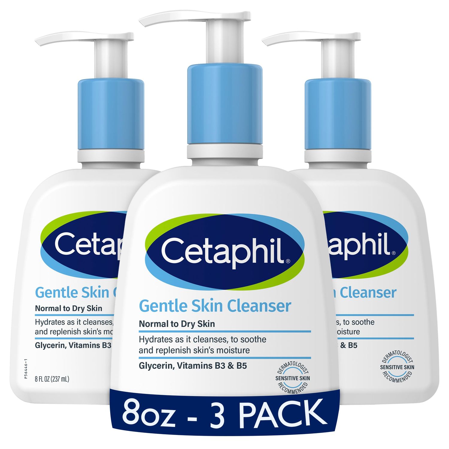 Cetaphil Face Wash, Hydrating Gentle Skin Cleanser for Dry to Normal Sensitive Skin, NEW 8 oz 3 Pack, Fragrance Free, Soap Free and Non-Foaming