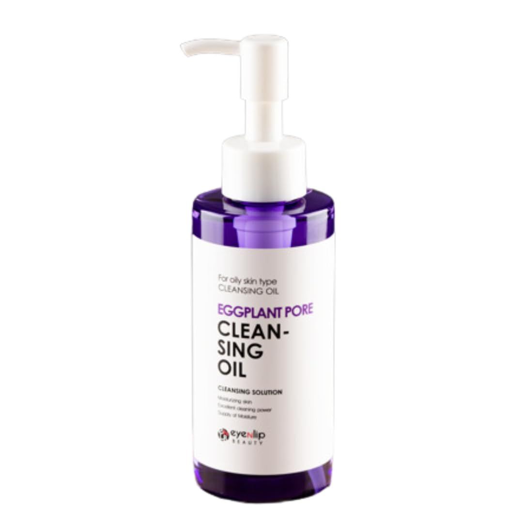 eyeNlip Eggplant Pore Cleansing Oil - 5.07 fl oz (150ml) - Gentle Makeup Remover and Deep Pore Cleanser for Oily and Combination Skin - Korean Skincare with Hydrating and Soothing Properties