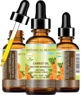 Botanical Beauty CARROT SEED OIL 100% Pure VIRGIN UNREFINED Undiluted Cold Pressed Carrier Oil 1 Fl.oz. 30 ml. For Skin, Face, Hair, Lip and Nail Care