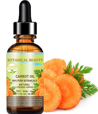 Botanical Beauty CARROT SEED OIL 100% Pure VIRGIN UNREFINED Undiluted Cold Pressed Carrier Oil 1 Fl.oz. 30 ml. For Skin, Face, Hair, Lip and Nail Care