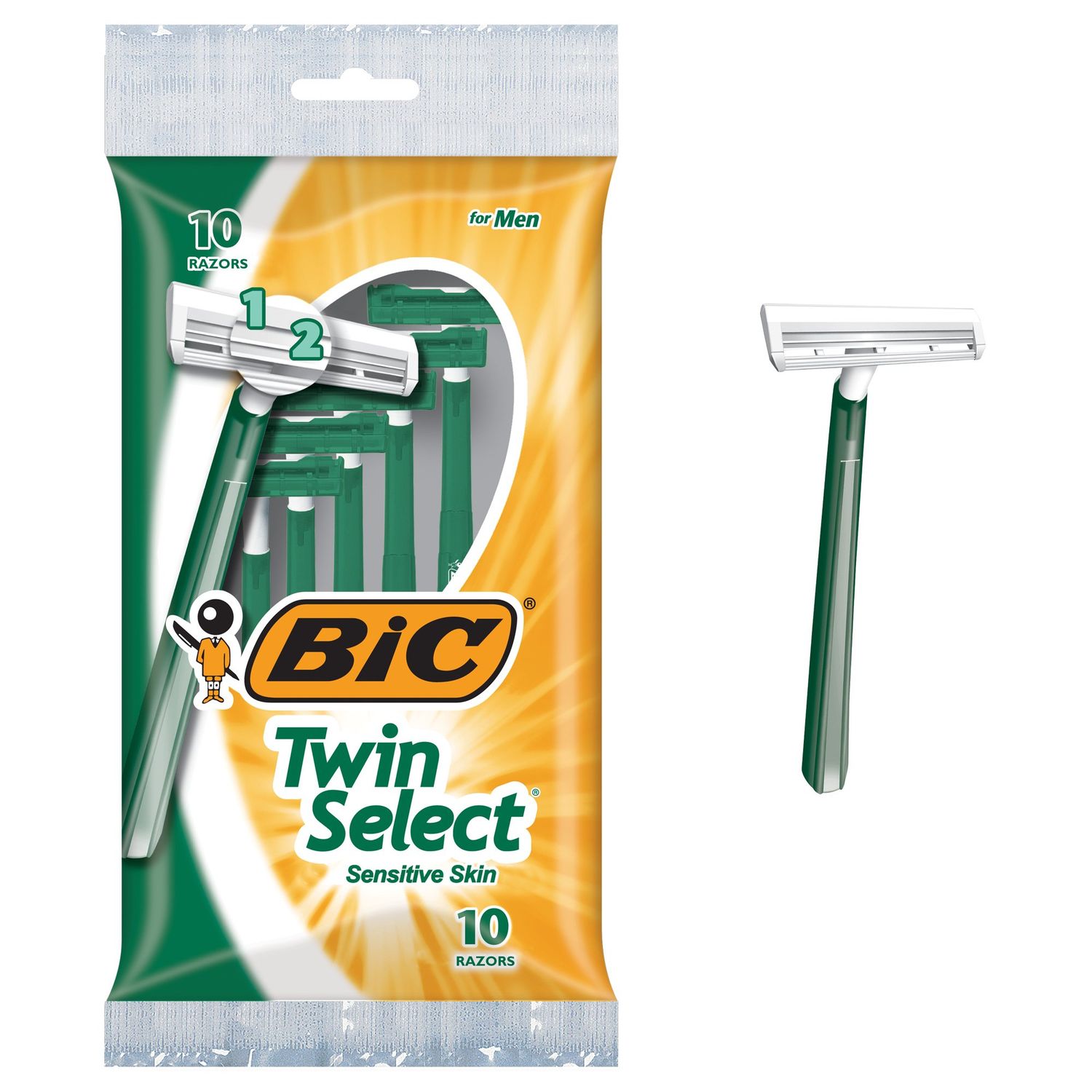 BIC Men&#39;s Twin Select Disposable Razor, Sensitive Skin, 10 count (Pack of 3)