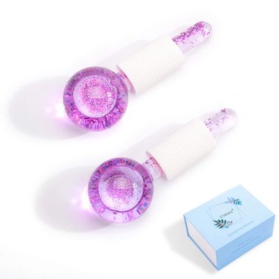 CIBLUTY ICE BEAUTY BALLS for FACIAL, 2PCS Purple Facial Roller for Cold Facial Massage Face Roller Balls with Anti-Freeze Liquid to Reduce Puffiness, Pores, Wrinkles