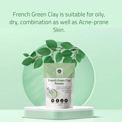 Hebhac Herbs French Green Clay Powder 114g | Face Mask Oily Skin, Deep Facial Cleanser, Softening Skin, Body Clay | Natural Detoxifying Mask, (114g 4oz)