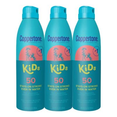 Coppertone Kids Sunscreen Spray SPF 50, Tear Free, Water Resistant Sunscreen for Kids, Pediatrician Recommended Broad Spectrum Spray Sunscreen SPF 50, Bulk Sunscreen Pack, 5.5 Oz Can, Pack of 3
