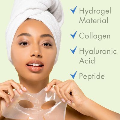 Ebanel 10-Pack Hydrogel Collagen Face Mask, Instant Brightening Hydrating Facial Masks Sheet Mask for Firming, Lifting Anti Aging Anti Wrinkle with Hyaluronic Acid, Peptide, Aloe Vera, Vitamin C & E