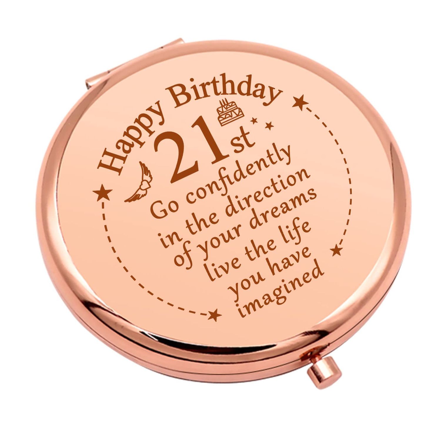 21st Birthday Gifts for Women 21 Year Old Birthday Gifts for Her Happy 21st Birthday Gifts for BFF Niece Girlfriends Compact Makeup Mirror for Sister Daughter Friends Inspirational Birthday Gift