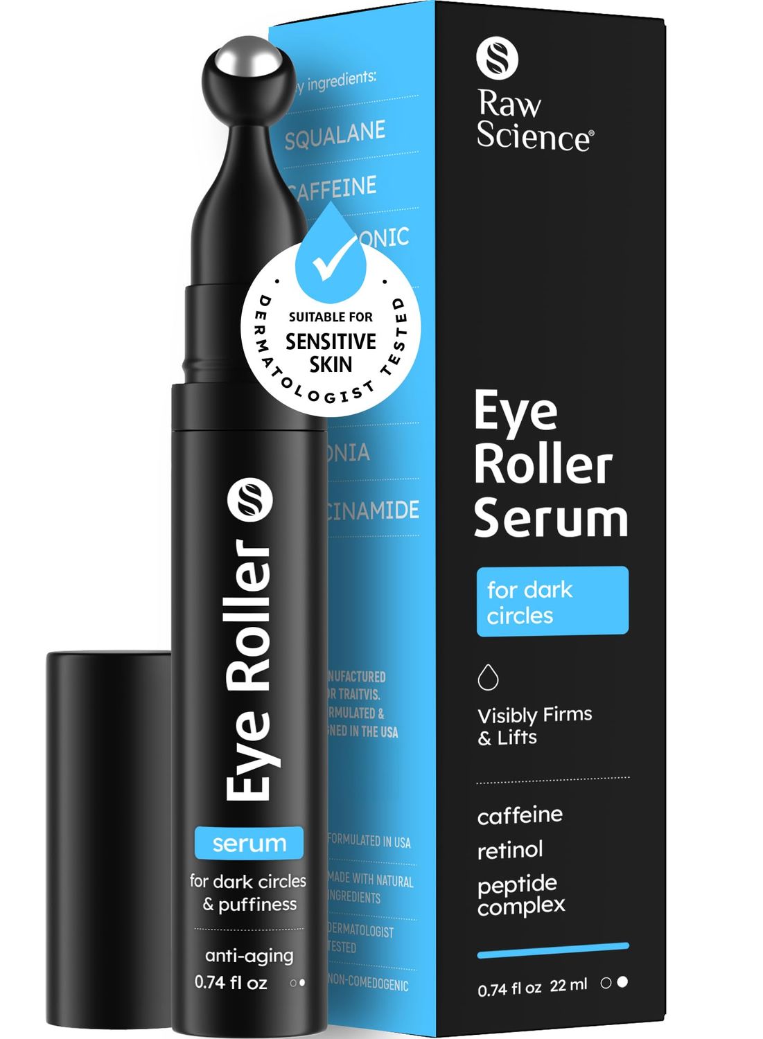 Eye Serum for Puffy Eyes &amp; Dark Circles Under Eye Treatment, Caffeine, Niacinamide, Hyaluronic Acid, Retinol, Instant Moisturizer instead Eye Cream, Under Eye Bags &amp; Puffiness, Eye Skin Care, 0.74 OZ