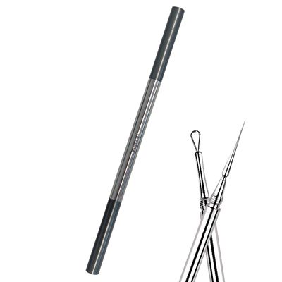 Acne Needle and Blackhead Removal Tool, Stainless Steel Pimple Popper Tool, Double Ended Needle with Cap Removal for Nose Face (1 Pack Black)