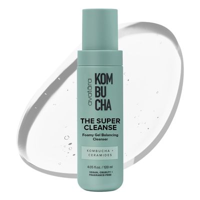Avatara - Kombucha The Super Cleanse Face Wash, Natural Skin-Balancing Facial Cleanser, Face Cleanser with Hyaluronic Acid and Chicory Root, Skincare for Boys, Girls &amp; Teens 4.05 fl. Oz.