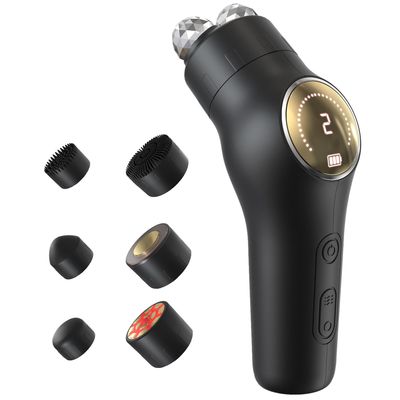 Facial Device, Rechargeable Face Roller with Large LED Display, Portable Facial Kit with LED Light for Skin Care, Waterproof Face Massager with Cleaning Function