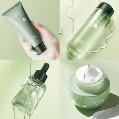 7pcs Avocado Skincare Kit, Skin Care Gift Set with Facial Cleanser, Toner, Lotion, Face Serum, Face Cream, Eye Cream, Lip Balm For Hydrating Skin Anti-Aging Skin For Women Teen Girls (7 Count)