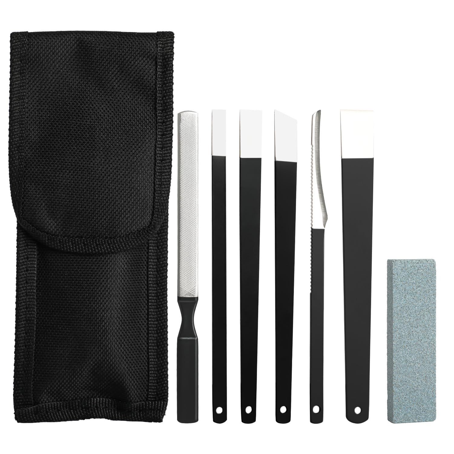 6PCS Pedicure Knife Set, Professional Stainless Steel Callus Remover with Storage Bag, Ingrown Toenail Knife Tools Foot Scraper Knife for Dry, Hard, and Cracked Skin Care - Black