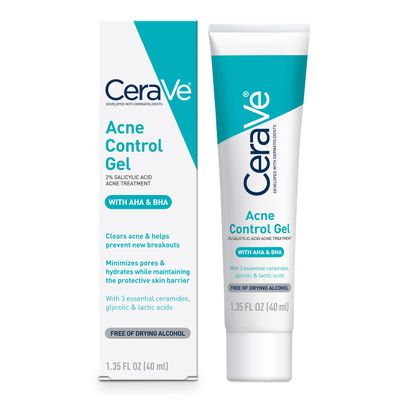 CeraVe Acne Control Gel, 2% Salicylic Acid Treatment With Glycolic Acid + Lactic Acids + Niacniamide, Acne Gel Helps Clear Blemishes Without Over Drying, Alcohol Free &amp; Oil Free, 1.35 Fl Oz