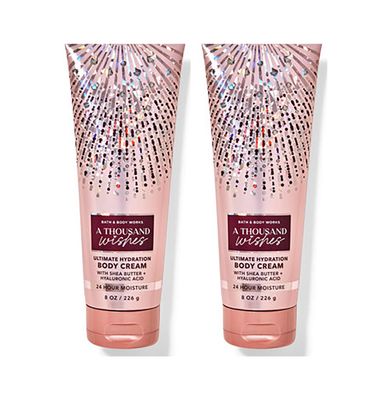 Bath &amp; Body Works Ultimate Hydration Body Cream For Women 8 Fl Oz 2- Pack (8 Ounce (Pack of 2), A Thousand Wishes)