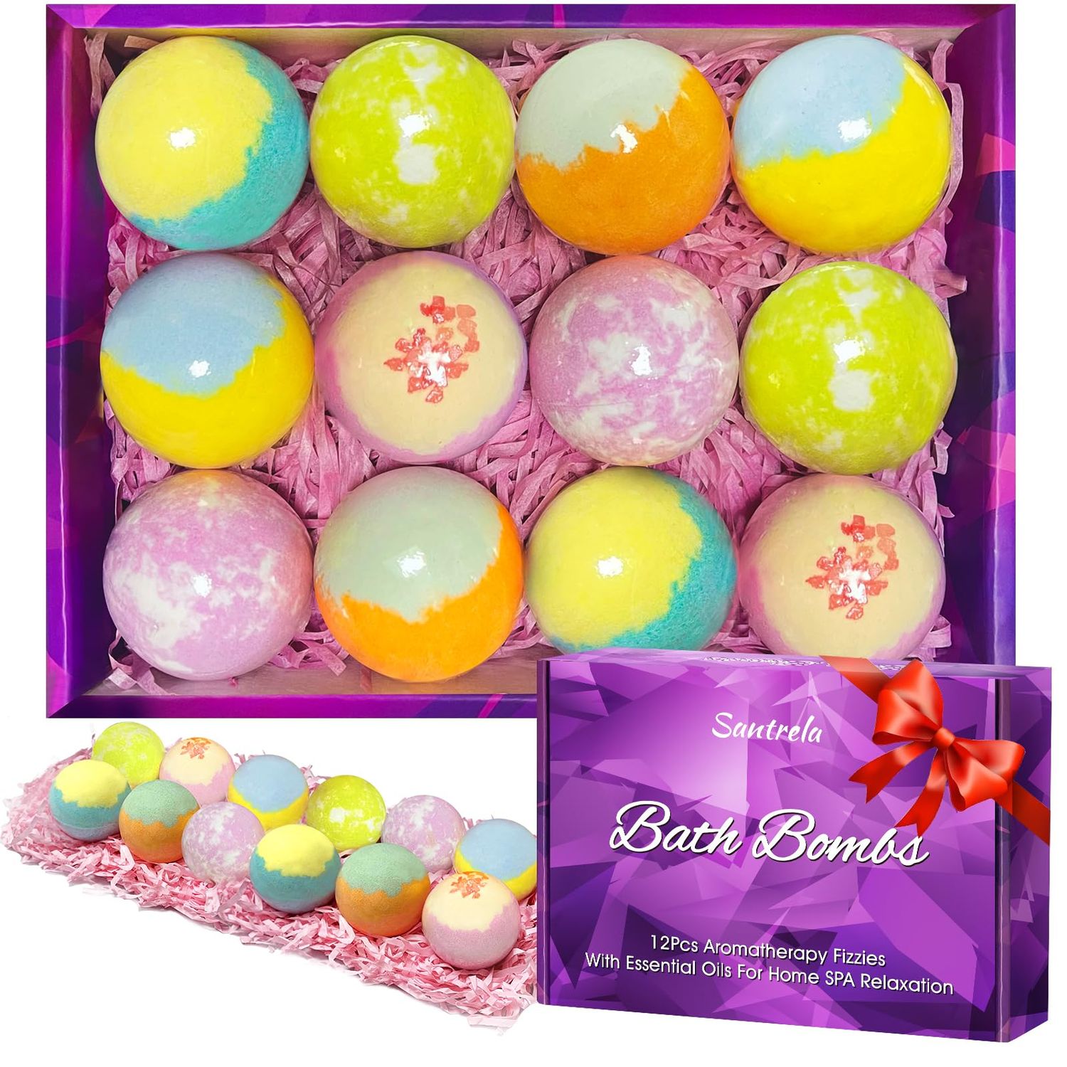 Bath Bombs for Women, 12pcs Relaxing Bath Bomb Gift Set, Rich Fizzies in Essential Oils Shea Butter Sea Salt for Bubble SPA, Perfect Self Care Gift for Mothers Day Christmas Girls Her Birthday