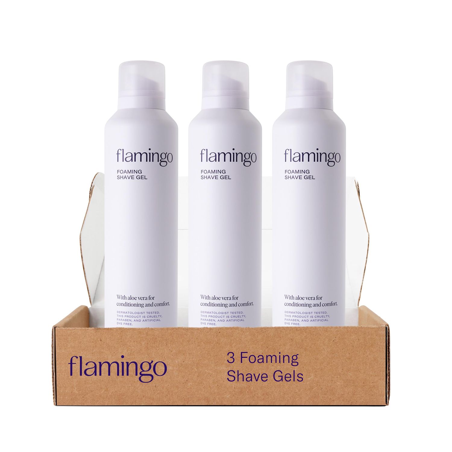 FLAMINGO Women&#39;s Foaming Shaving Gel with Aloe Vera, 6.7oz - 3ct