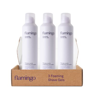 FLAMINGO Women&#39;s Foaming Shaving Gel with Aloe Vera, 6.7oz - 3ct