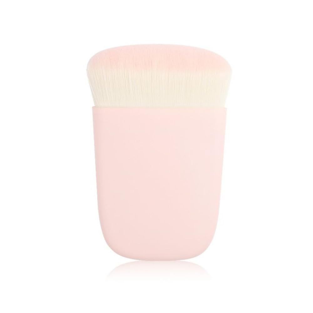Foundation Makeup Brush Flat Top Kabuki Face Blush Liquid Powder Foundation Brush for Blending Liquid, Cream or Flawless Powder Cosmetics with Easy Grip Handle of Morandi Color (Pink Brush)