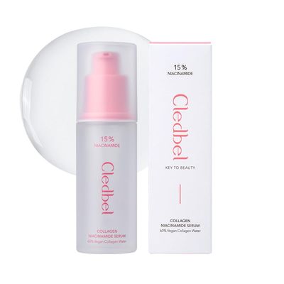 Cledbel Collagen Niacinamide Serum, 50ml/1.69 fl oz, For Discoloration/Minimizing Large Pores, 63% Vegan Collagen Water,15% Niacinamide, Vegan Elastin &amp; Hyaluronic Acid, Korean Skincare, Paraben-Free