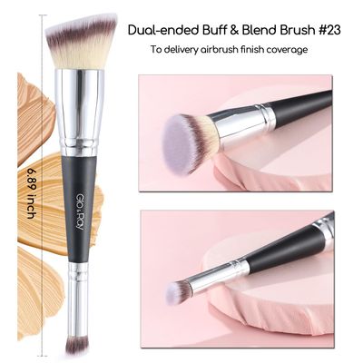 Gloray Dual Ended Makeup Brush Angled Premium Foundation and Concealer Brush for Liquid Cream Powder Makeup Blending Contouring Concealing Double Sided Makeup Brush