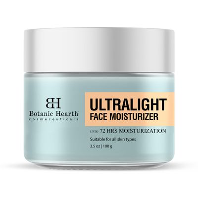 Botanic Hearth Ultra Light Face Moisturizer with Hyaluronic Acid | Oil- Free 72H Facial Moisturization for All Skin Types | Non Comedogenic | Lightweight, Non Greasy &amp; Quick Absorbing | 3.5 oz