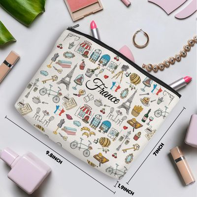France Travel Gifts France Paris Makeup Bag Cosmetic Bag Paris Souvenirs Funny France Lovers Gift Birthday Bachelorette Party Friendship Gifts for Women Girls Best Friend Sister Bridesmaid Christmas