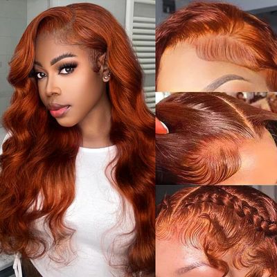 22 Inch Reddish Brown Lace Front Wigs Human Hair Body Wave 13x6 Hd Transparent Lace Front Wigs Human Hair Pre Plucked with Baby Hair 200% Density Human Hair Lace Front Wigs